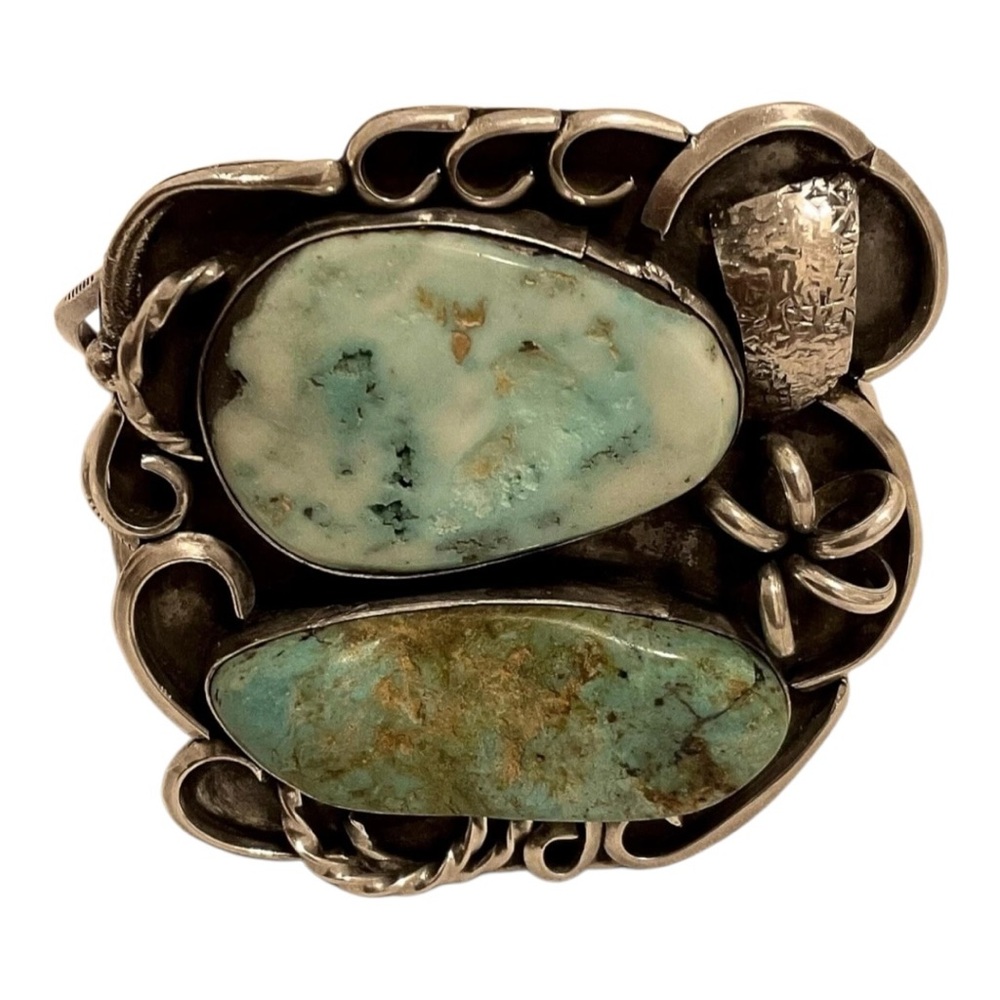 1920s Native American Turquoise Mntn Bird's Eye Sterling Silver Cuff Bracelet